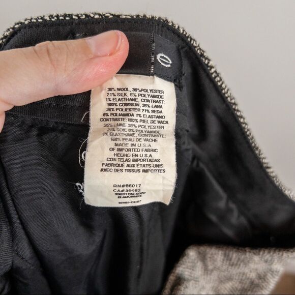 𝅺Bebe Womens Black Herringbone Tweed Trouser Size 4 Y2K Wool Silk Mid Rise - Picture 8 of 9